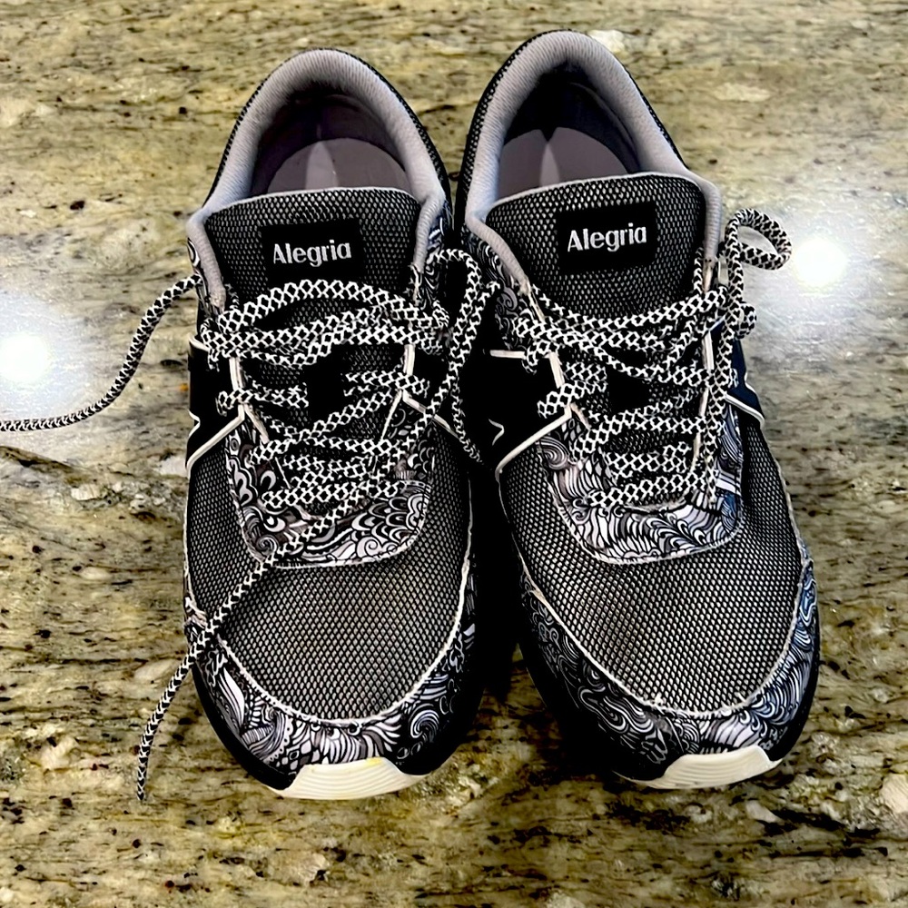 Alegria Black and White Patterned Sneakers